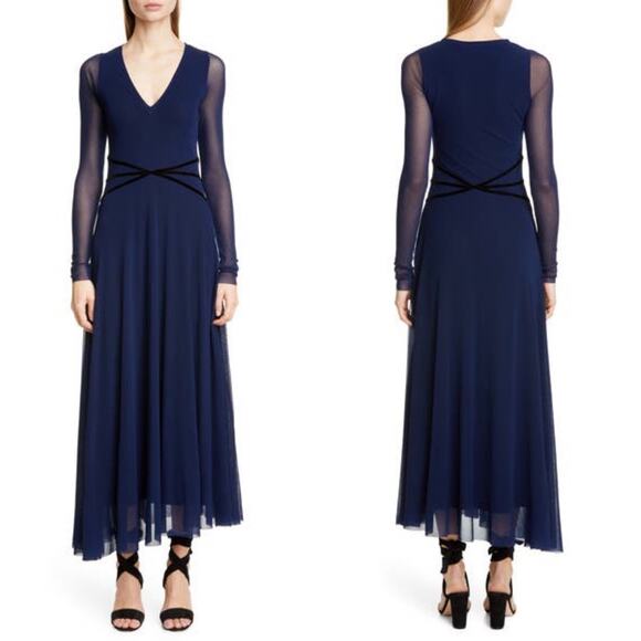Fuzzi Dresses & Skirts - Fuzzi Velvet Long Sleeve Asymmetrical Maxi Dress